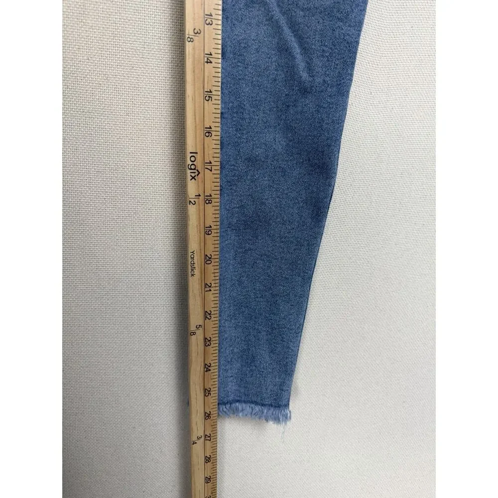 We The Free People Jeans Size 26 High Rise Skinny Stretch Frayed Hem Blue Denim - Picture 9 of 14